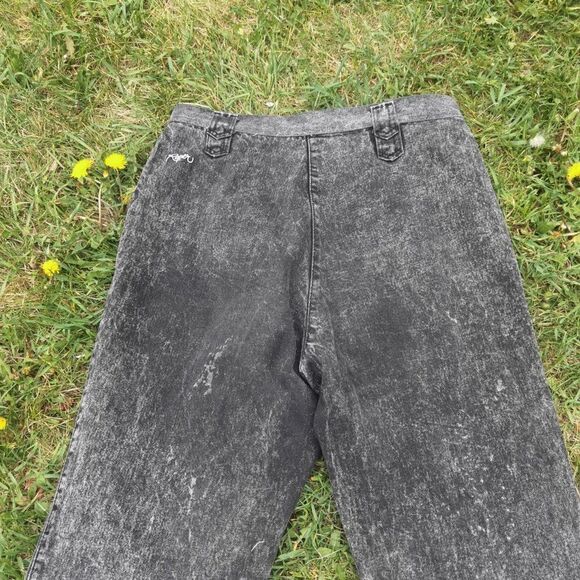 DEADSTOCK Black Vintage 90s Acid Wash High Waist Roper Plus Sized Jeans - Picture 10 of 12